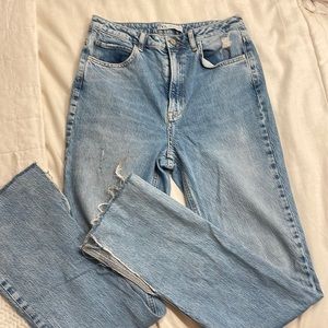 Zara Slim Flared Slitted High Rise in Mid-Blue